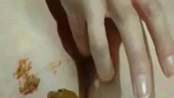 Close-up of woman's defecating butt